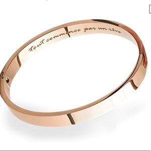 Women's Rose Gold Engraved Stainless Steel Bracele